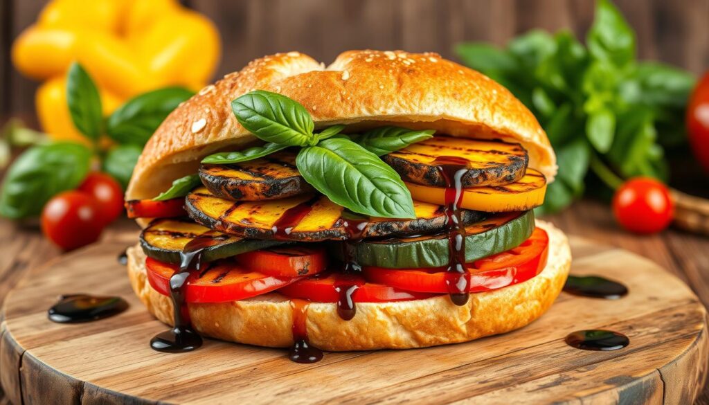 Mediterranean-style grilled vegetable sandwich