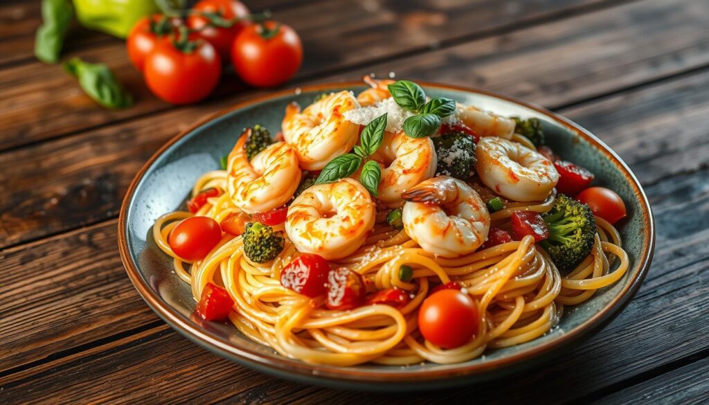 Shrimp Pasta Primavera Dish