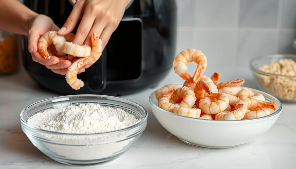 preparing shrimp for air frying