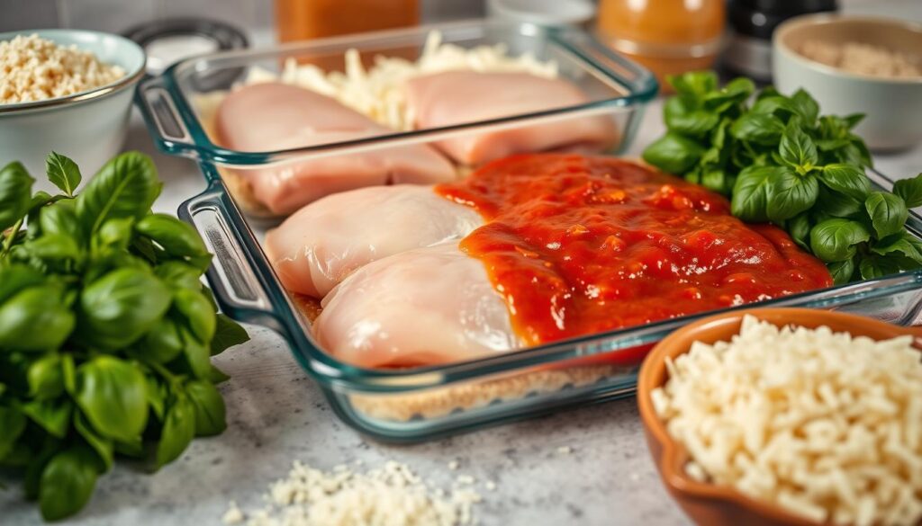 chicken parmesan casserole preparation