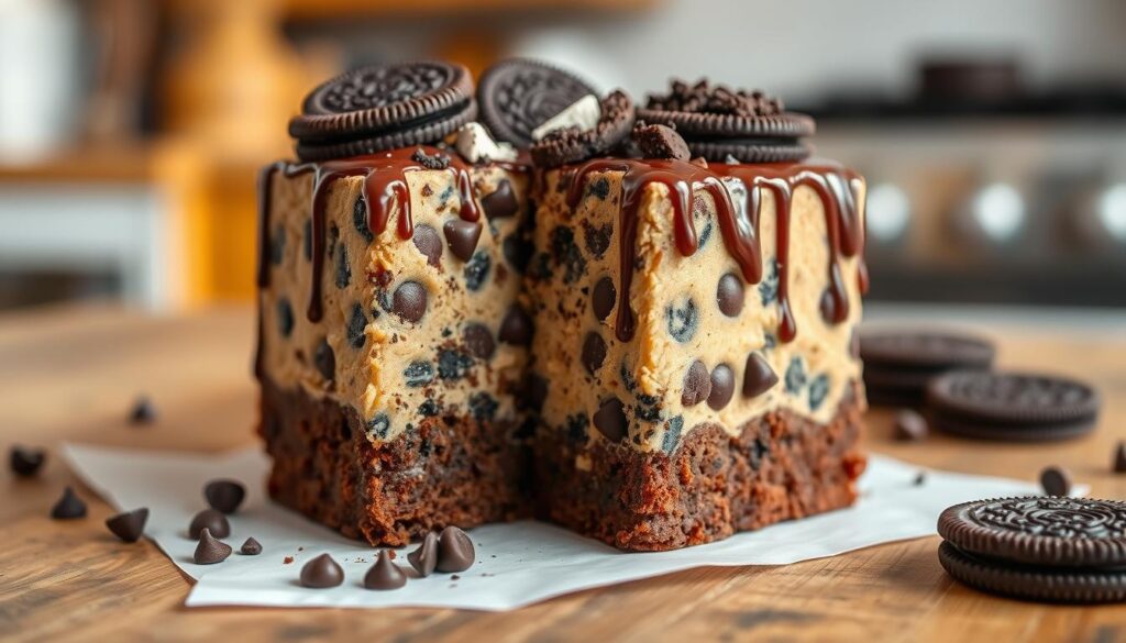 chocolate chip cookie oreo brownie cake