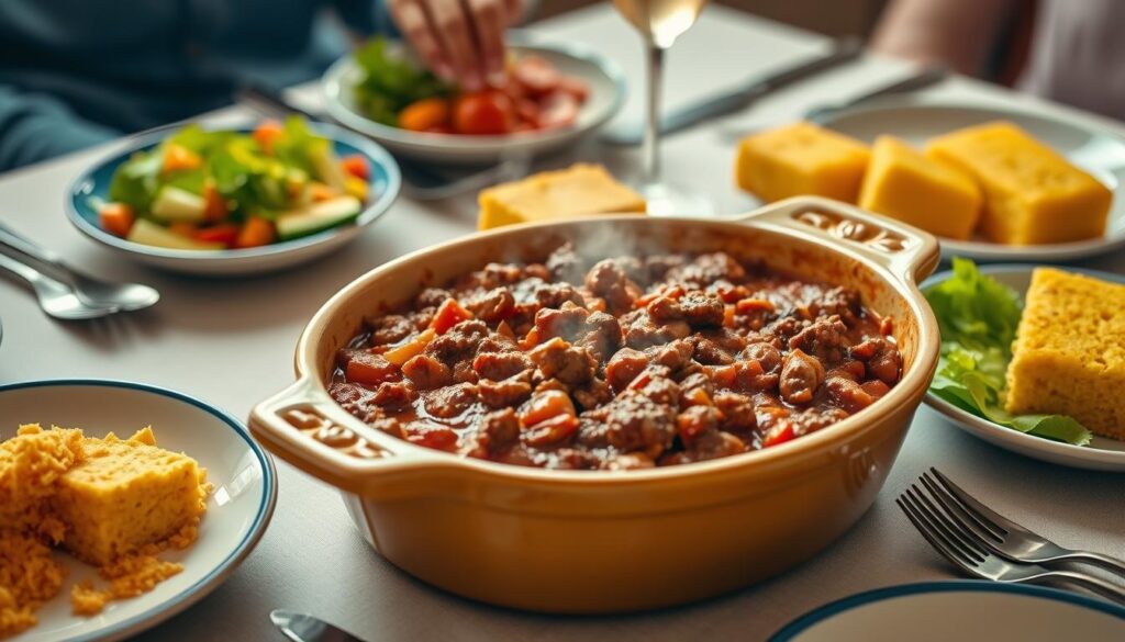 serving sloppy joe casserole