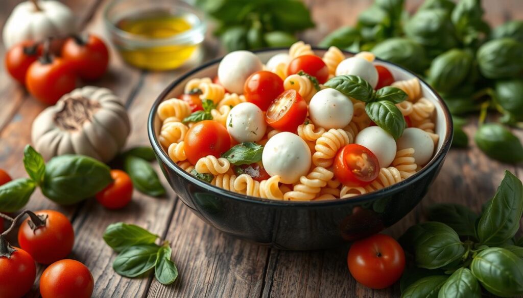 pasta salad with mozzarella balls