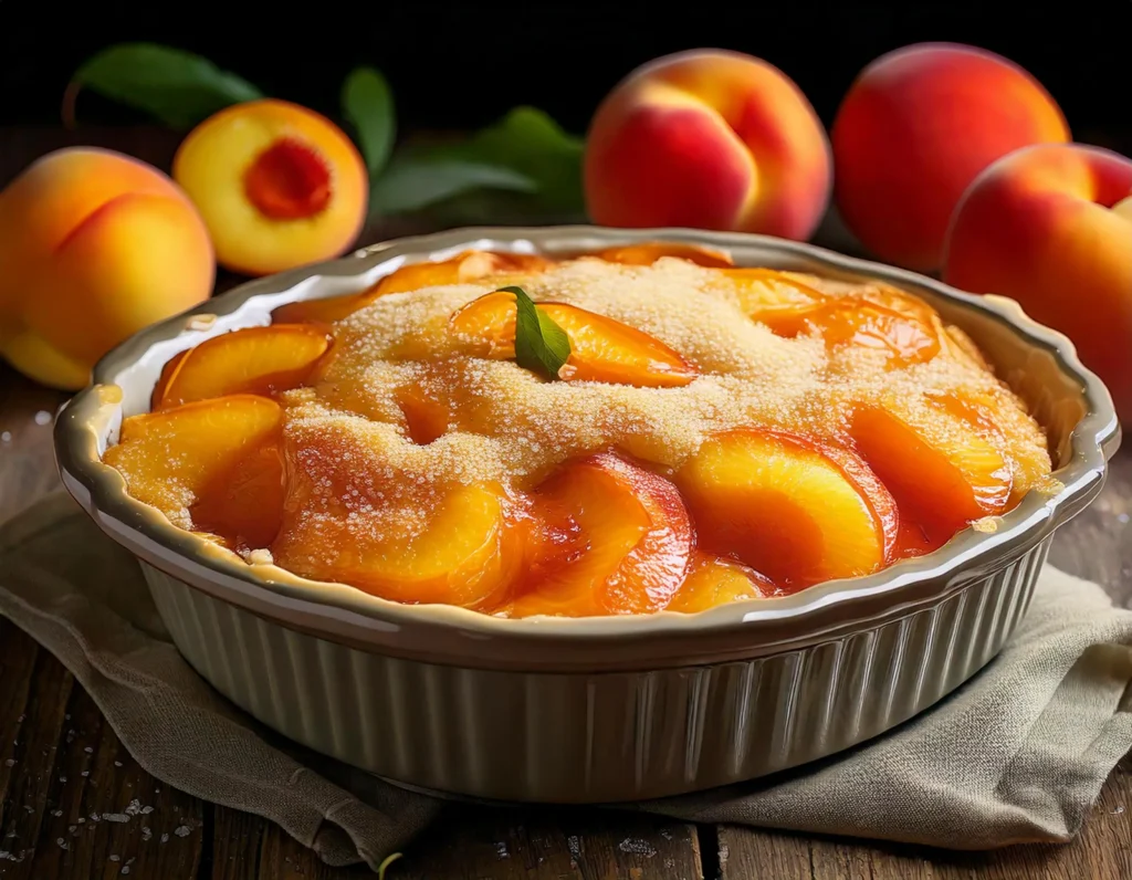 YummyWhirl 4 Ingredient Peach Cobbler