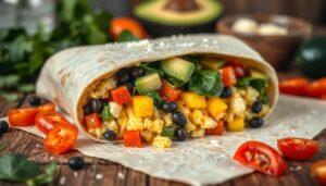 high protein breakfast burrito