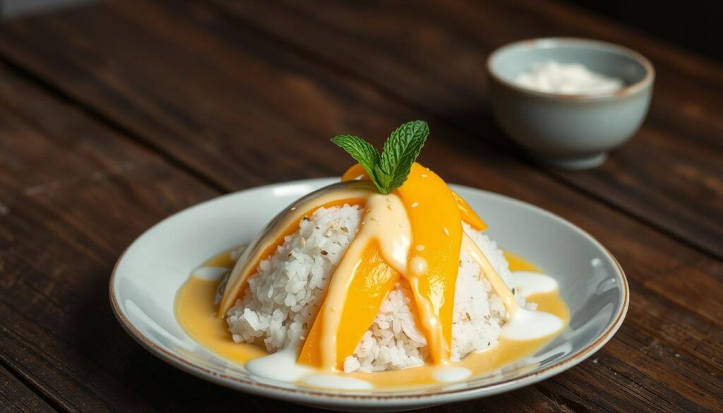 mango sticky rice presentation